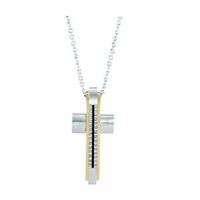 Mens Cross Pendant Necklace Belcher Chain