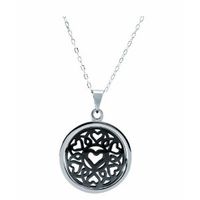 Mens Heart Design Round Pendant Necklace