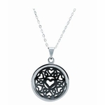 Mens Heart Design Round Pendant Necklace
