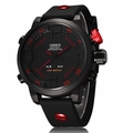Mens LED Watch Black Silicone Band Dual Time Date Day Sport Military Mens LED Watch Black Silicone Band Dual Time Date Day Sport Military