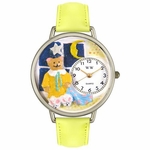 Night Night Teddy Bear Watch in Silver Unisex U 0230006