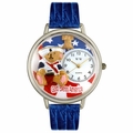 Patriotic Teddy Bear Watch in Silver Unisex U 0230004 Patriotic Teddy Bear Watch in Silver Unisex U 0230004