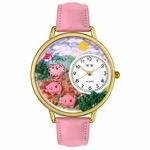 Pigs Unisex Gold or Silver Whimsical Watch G 0110003 Pigs Unisex Gold or Silver Whimsical Watch G 0110003