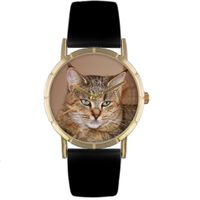 Pixie Bob Cat Print Watch in Gold Classic P 0120053