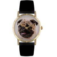 Pug Print Watch in Gold Classic P 0130061