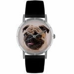 Pug Print Watch in Silver Classic R 0130061 Pug Print Watch in Silver Classic R 0130061