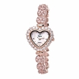 Riana RCW0007 Womens Heart Shaped Rose Gold Bling Watch