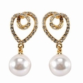Riana Womens Gold Plated Pearl Drop Earrings Riana Womens Gold Plated Pearl Drop Earrings