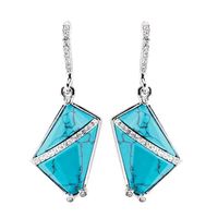 Riana Womens Turqoise Drop Earrings Rhodium Plated