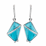 Riana Womens Turqoise Drop Earrings Rhodium Plated
