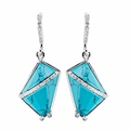 Riana Womens Turqoise Drop Earrings Rhodium Plated Riana Womens Turqoise Drop Earrings Rhodium Plated