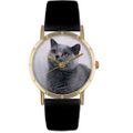 Russian Blue Cat Print Watch in Gold Classic P 0120029 Russian Blue Cat Print Watch in Gold Classic P 0120029