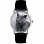 Russian Blue Cat Print Watch in Silver Classic R 0120029 Russian Blue Cat Print Watch in Silver Classic R 0120029