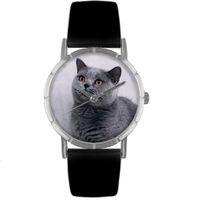 Russian Blue Cat Print Watch in Silver Classic R 0120029