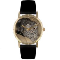 Scottish Fold Cat Print Watch in Gold Classic P 0120031