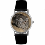 Scottish Fold Cat Print Watch in Silver Classic R 0120031 Scottish Fold Cat Print Watch in Silver Classic R 0120031