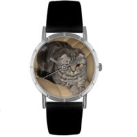 Scottish Fold Cat Print Watch in Silver Classic R 0120031