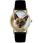 Siamese Cat Print Watch in Gold Classic P 0120055 Siamese Cat Print Watch in Gold Classic P 0120055