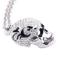 Silver Crystal Skull Pendant Necklace with Quality Silver Plated Chain