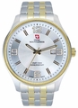 Swiss Mountaineer SM8001 Gold Tone Bezel Date Display Mens Dress Watch Swiss Mountaineer SM8001 Gold Tone Bezel Date Display Mens Dress Watch