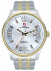 Swiss Mountaineer SM8001 Gold Tone Bezel Date Display Mens Dress Watch