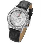 Swiss Womens Dual Time Crystal Watch