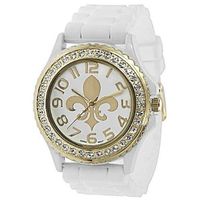 White/Gold Fleur De Lis Watch