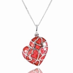 Womens Heart Shape Coral Pendant Necklace