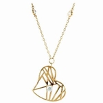 Womens Heart Shape Wire Pendant Necklace
