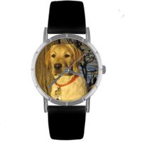 Yellow Labrador Retriever Print Watch in Silver Classic R 0130081