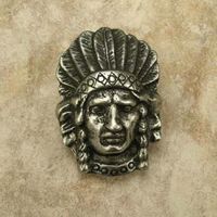 American Indian Full Headress Pewter Cabinet Knob/Pull