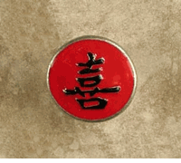 Asian Happiness Knob/Pull In Pewter W/Red & Black Epoxy (Small)