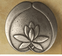 Asian Lotus Flower Cabinet Knob/Pull In Pewter (Large)