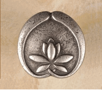 Asian Lotus Flower Cabinet Knob/Pull In Pewter (Small)