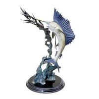 "Ballyhoo For Sail" Sailfish Art Sculpture, Brass & Marble
