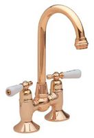 Bar Faucets Brass, Parisian Gooseneck Brass Faucet w/ Lever Handles