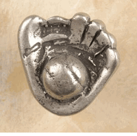 Baseball & Mitt Cabinet Pull In Pewter