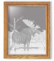 "Beaver Pond Moose" Rectangular Oak Frame Mirror