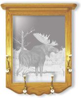 "Beaver Pond Moose" Wildlife Etched Mirror Coat Rack