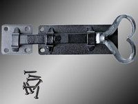 Black Wrought Iron, Heart Handle Slide Bolt 6-1/2"