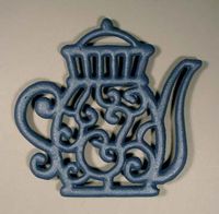 Blue Cast Iron Teapot Shape Trivet