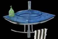 Blue Europa Glass & Stainless Corner Sink