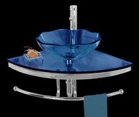Blue Lotus Glass & Stainless Corner Sink
