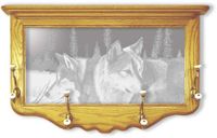 "Blue Morning Trackers" Wolves Etched Mirror Coat Rack