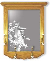 "Bluebird And Dogwood" Etched Mirror Coat Rack