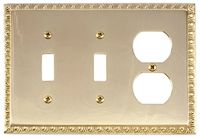 Brass Switch Plates, Dual Switch/Receptacle Combo Egg & Dart Switchplate