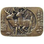 Bucks On The Run Cabinet Knob, Antique Brass