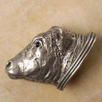 Bull Head Pewter Cabinet Knob/Pull (Left Face)