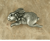 Bunny W/ Bow Pewter Cabinet Pull (Left Facing)