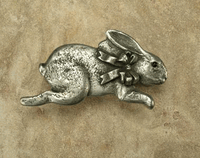 Bunny W/ Bow Pewter Cabinet Pull (Right Facing)